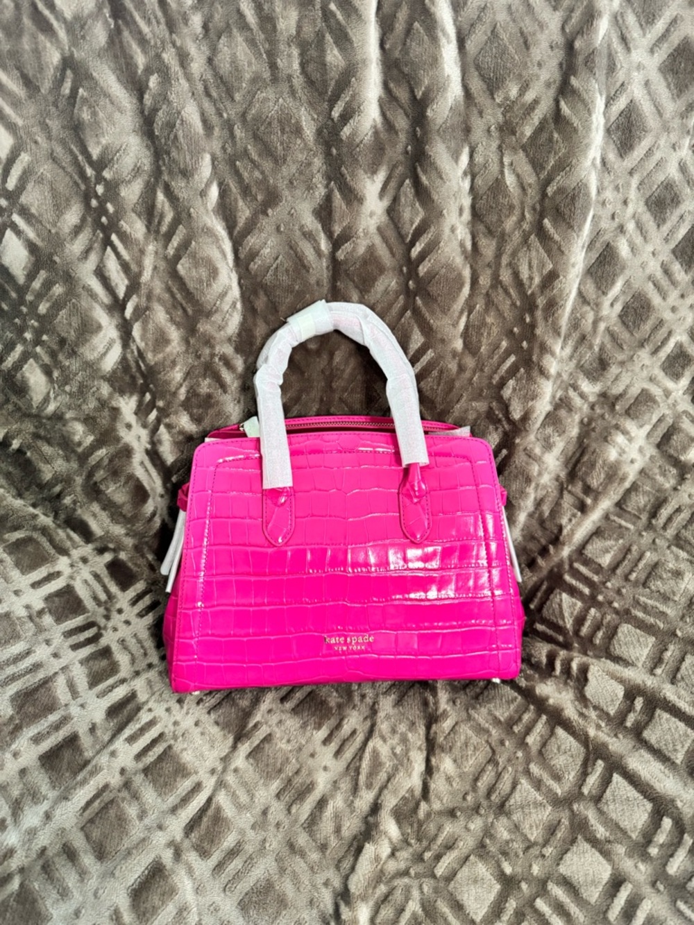 kate spade Hot Pink Croc-Embossed Satchel